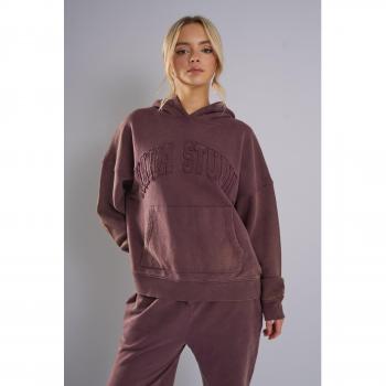 Plum Appliqué Distressed Hoodie from Kaiia Studio