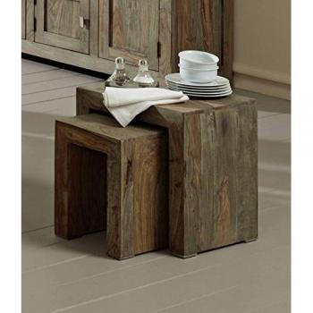 Minimalistischer Beistelltisch 2‑teilig – Nature Grey 35 × 45 cm