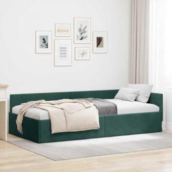 Cornice angolare per letti in verde scuro 100 × 200 cm