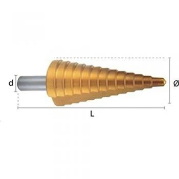 Broca escalonada Hepyc 51060041202, Ø4.00-12.00x2mm, L 69mm