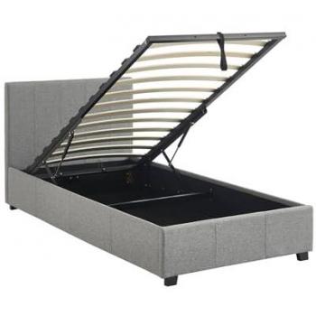 Coiffeur de lit coffre SWEEEK – sommier à lattes, tiroirs inclus, gris clair, dimensions 202 × 86 × 97 cm