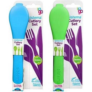 Compact Blue & Green Cutlery Set