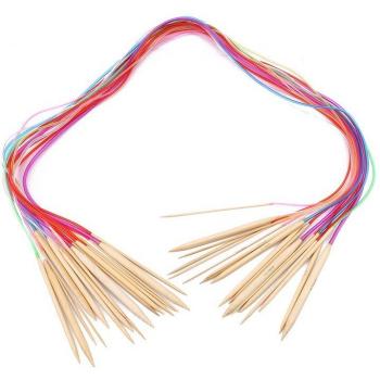 Conjunto Completo de Agujas de Tejer en Bambú 18 Colores – Tubo y Accesorios del Hogar