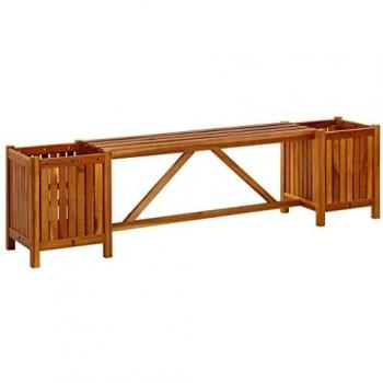 Panca da Esterno con 2 Fioriere 150x30x40 cm in Acacia Massello