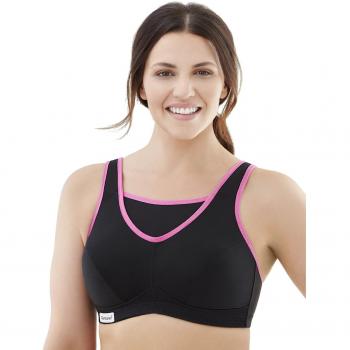 Glamorise, reggiseno sportivo senza rimbalzo, supporto completo, donna, nero, 110D EU (Taglia Produttore: 48D UK)