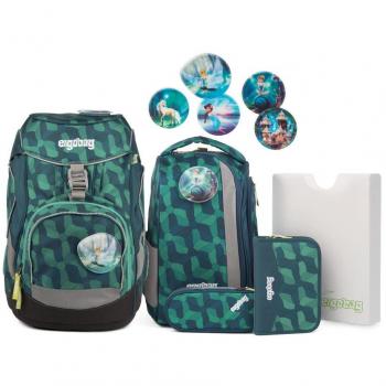 Ergobag WunderBär Schulranzen, 35 cm, Türkis Blaue Blumen