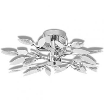 3-Bulb E14 Ceiling Lamp with Acrylic Crystal Leaf Arms