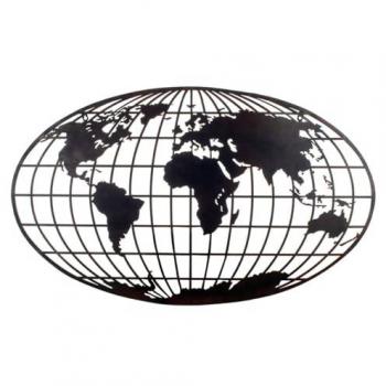 Ornement métallique Carte du Monde Noir