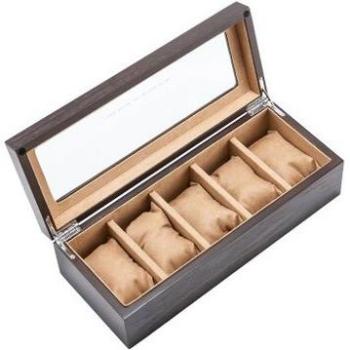 Boîte en bois pour montres avec 5 fentes et fenêtre