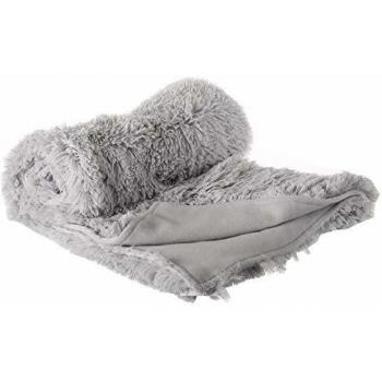 Plaid en fausse fourrure poil long gris