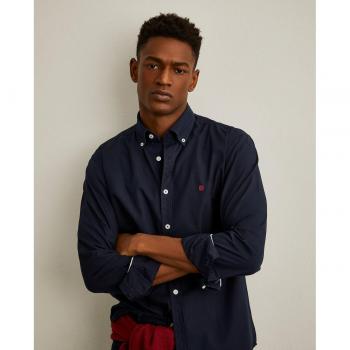 Camisa popelín slim fit de hombre color marino Lion of Porches