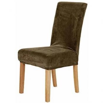 Removable 6‑Piece Silver Velvet Chair Covers