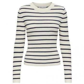 ONLY Slim Fit Strickpullover ONLLOUISA L/S in Beige und Navy