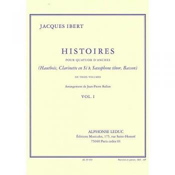 Jacques Ibert Histoires Pour Quatuor D'anches Partition J.-P. Ballon Leduc Vol 1