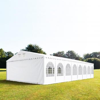 Toolport 7x28m 2.6m Marquee Party Tent with Ground Frame – 1400 Fire‑Resistant PVC, White