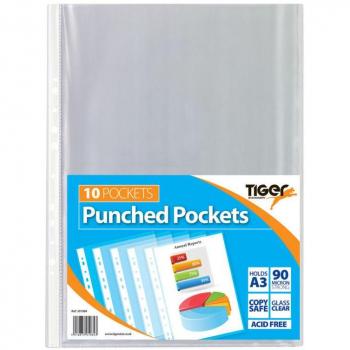 A3 Clear Embossed Punched Pockets Pack of 25 with Oxford branding