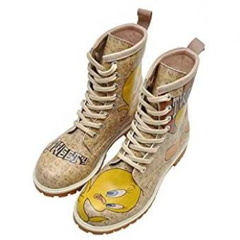 Lederimitat-Damenboots DOGO WB Long Tweety – 41, vegan, Rosenmuster, farbenfroh