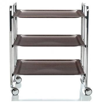 Carrello pieghevole per cucina con struttura cromata