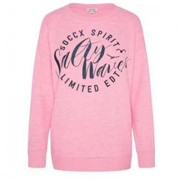 Oversize Rundhalspullover SOCCX in zartem Pink