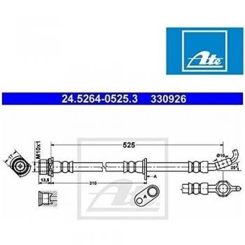 TOYOTA Vorderachse Rechts Bremsschlauch – ATE 90947‑02887, 24.5264‑0525.3