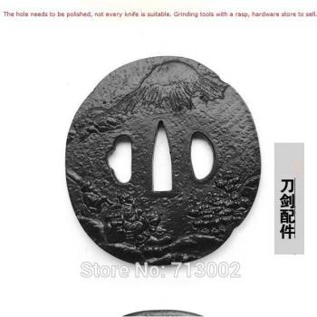 Tsuba de hierro forjada para espada samurái