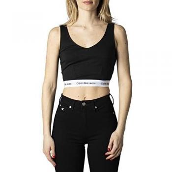 T-shirt Calvin Klein Jeans Contrast Tape Nero L Donna