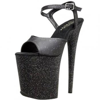 Pleaser Women’s Sandalen FLAMINGO-809MMG in Mattschwarz, 40 EU