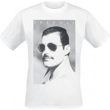 Queen “Freddie Mercury” – T‑Shirt Uomo con Occhiali – Bianco – S a XXL