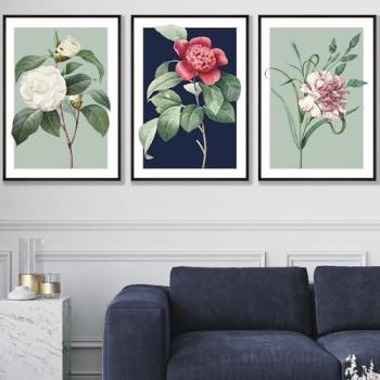 Blue & Green Camellia Vintage Poster Collection – Navy (42x59 cm)