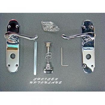 Door Handle Bathroom Set 168mm x 42mm Polished Chrome