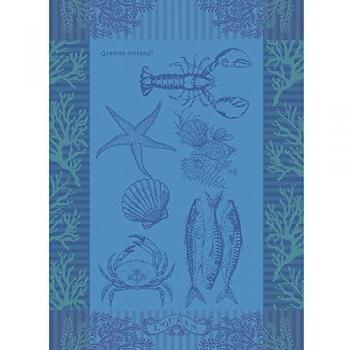 Torchon lavable en coton bleu, dimensions 56x77 cm, Garnier-Thiebaut