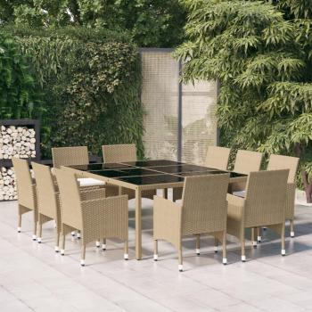 Ensemble Terrasse Moderne – 11 pièces Résine Beige