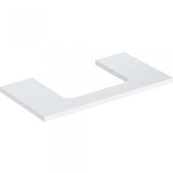 Geberit One Waschtischplatte 90 cm, 3 cm dick, 47 cm tief, weiß hochglänzend, mittiger Ausschnitt
