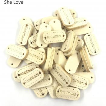50Pcs Vintage Handmade Wooden Sewing Labels 23.5x11.5mm