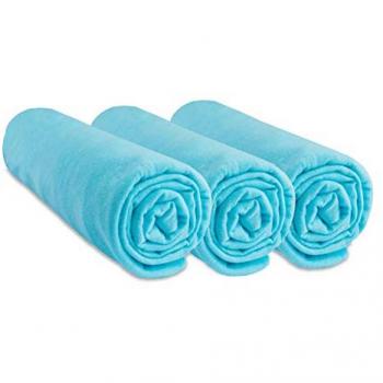 Lot de 3 Draps Housse Jersey Coton 60x120 cm – Couleur Turquoise, Couleur R – Bleu
