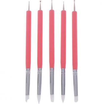 5pcs Dual-Head Sculpting Tools for Polymer Clay with Silicone and Stainless Steel