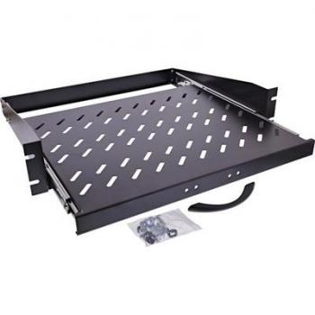 Ausziehbarer Fachboden für 19 Serverschränke, 350mm, 30kg, 2HE, RAL 9005 schwarz