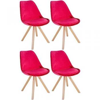 Set de 4 sillas de salón en terciopelo rojo Sofia