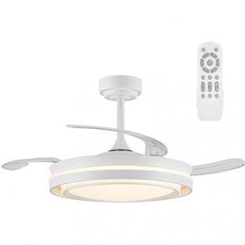 Ventilador Retráctil 106cm con Lámpara LED 72W y Sistema de Silencio