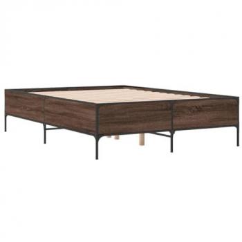VidaXL Bettgestell Holzwerkstoff Metall 140x200 cm Eiche Braun