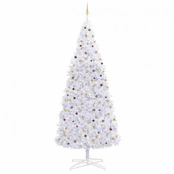 VidaXL LED Weihnachtsbaum mit Kugeln und Beleuchtung 400 cm Weiß