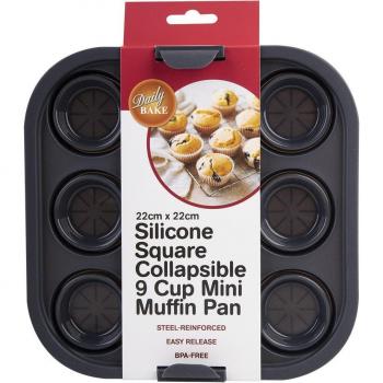 Charcoal 9-Cup Silicone Muffin Pan for Air Fryers 22x22cm
