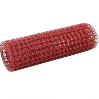 Prolenta Grillage Acier Revêtement PVC 10x0,5 M Rouge