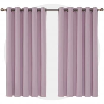 Deconovo Pink Lavender Thermal Insulated Eyelet Blackout Curtains 66 x 54 Inch