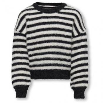 Schwarzer Streifenpullover für Mädchen
