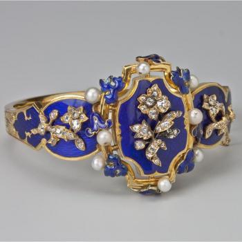 Gothic Punk Gold Plated Ink Blue Enamel Ring for Men
