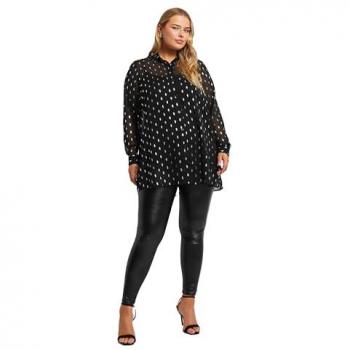 Iridescent Foil‑Patterned Shirt, Size 18