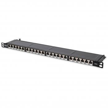 DIGITUS CAT 6 Patchpanel geschirmt 24 Port RJ45 Klappen Schwarz