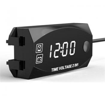 2-in-1 Waterproof Voltmeter with Clock Function