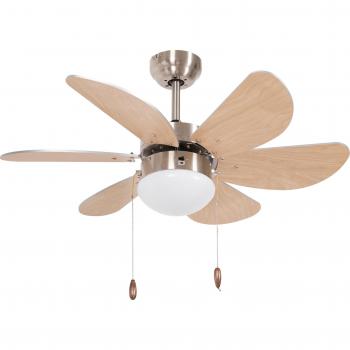 HOMCOM Deckenventilator 16W mit LED und 6 umkehrbaren Flügeln Buche